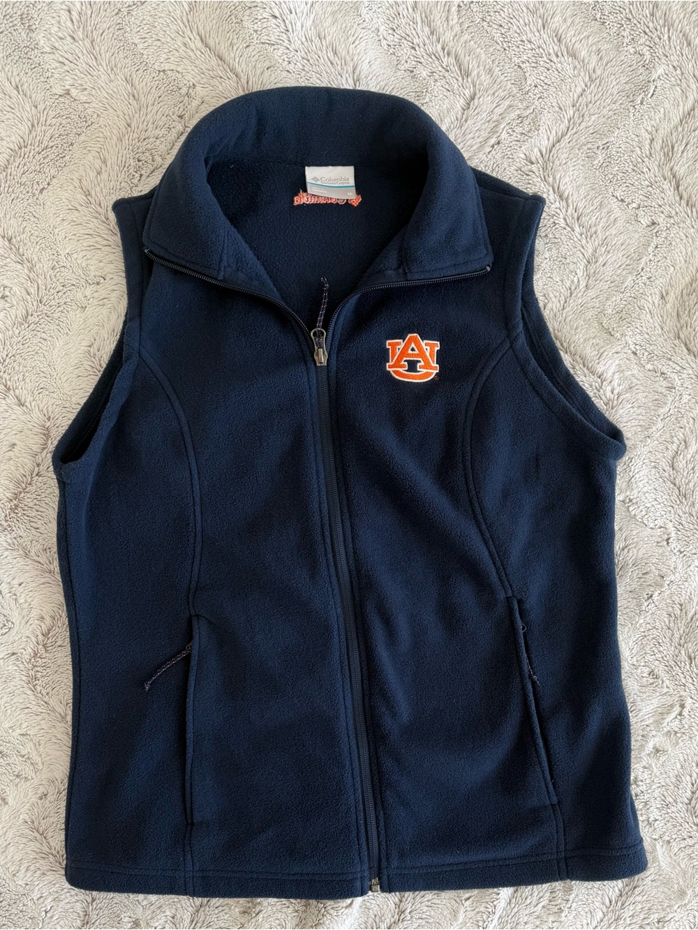 Auburn Tigers War Eagle Women’s Columbia Fleece Navy Vest Size Medium Tailgate